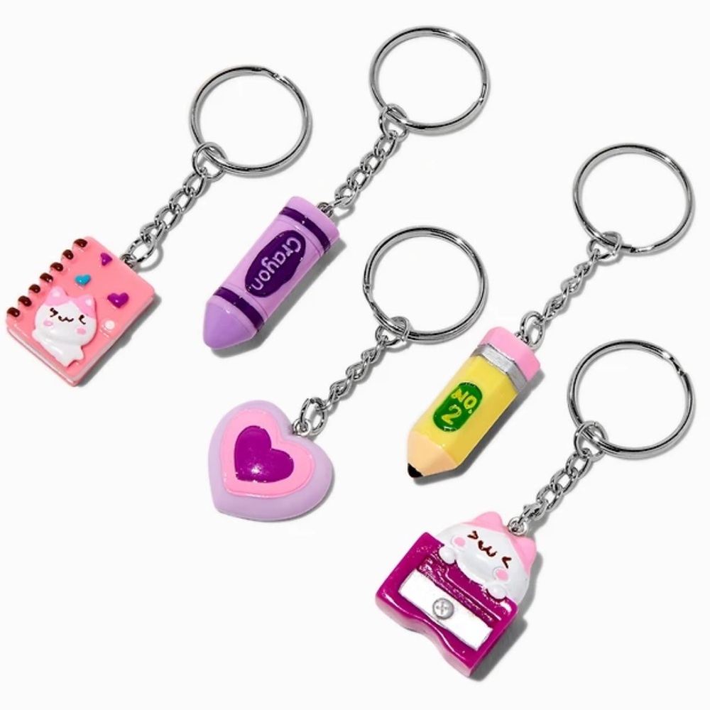 5-Pack School Supplies Best Friends Keychains Set - NWT